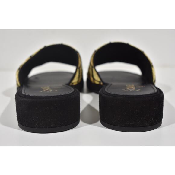 Chanel 21A Gold Black Pearl Embroidery Bead CC Logo Slide Sandal Mule Flat 37.5 - Picture 11 of 12
